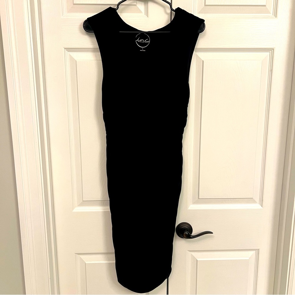 INC Black Ruched Bodycon Dress